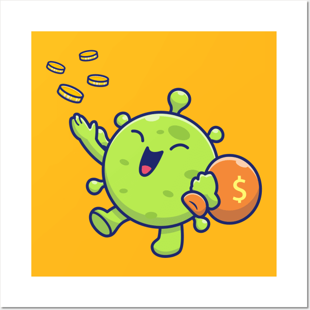 Cute virus with money 4 Wall Art by Catalyst Labs